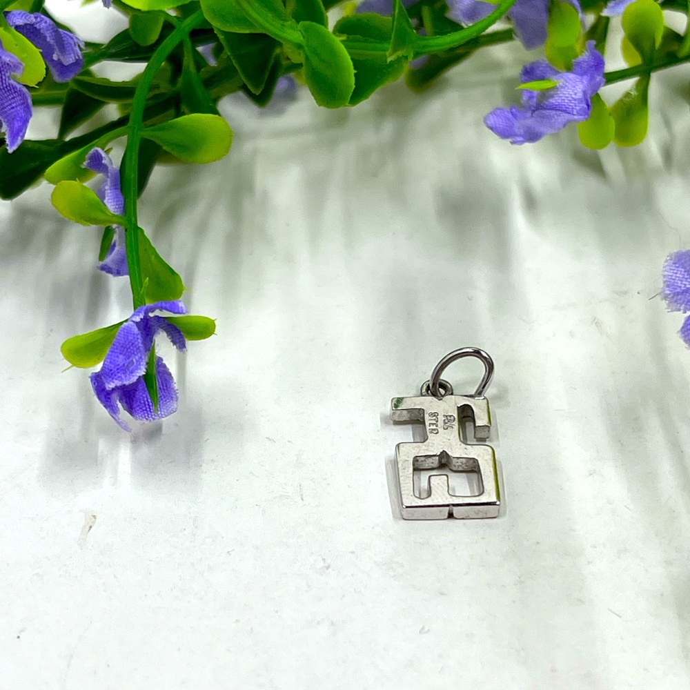 925 Sterling Silver Stamped Abstract Design Vintage Pendant